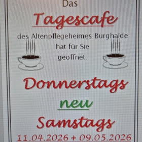 Öffnungszeiten Tagescafé