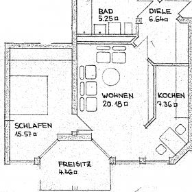 Raumplan 2-Zimmer-Wohnung Typ 1