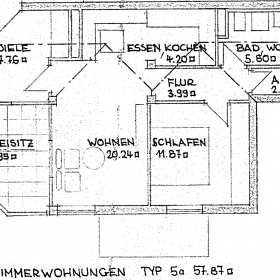 Raumplan 2-Zimmer-Wohnung Typ 5a