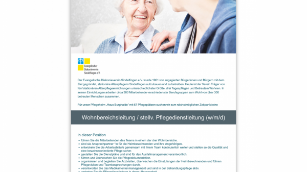 Wohnbereichsleitung /stellvertretende Pflegedienstleitung (m/w/d)