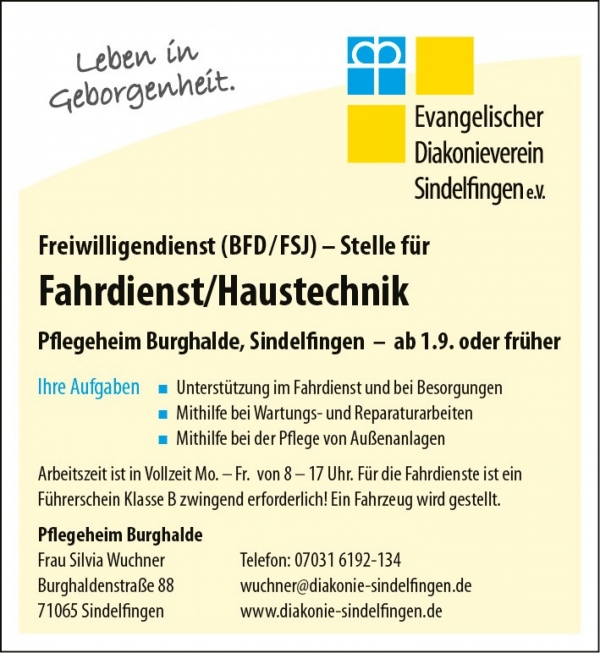 Freiwilliger für die Haustechnik (m/w/d)